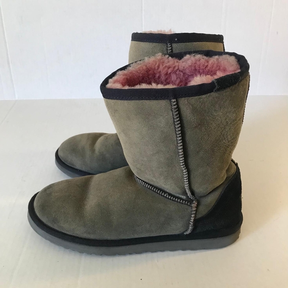 UGG Olive and Black Shearling Boots - Picture 1 of 8